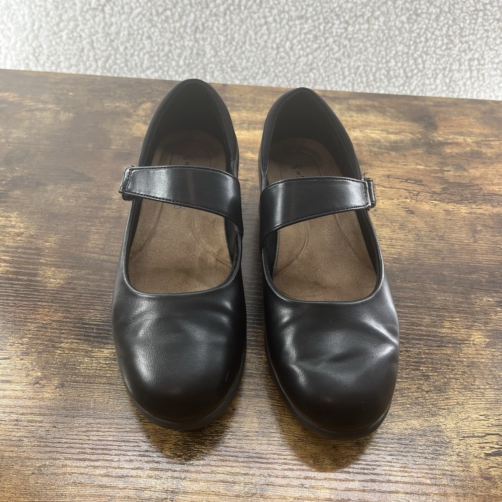 Women's Black Leather Mary Janes 90s Y2K Whimsigoth Style Size 8 EU 39 - Picture 2 of 8